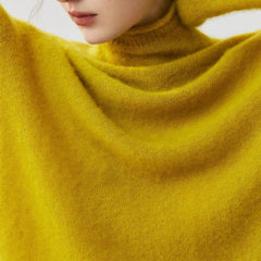 Women's Cashmere Silk Turtleneck Sweater Lightweight Knit Top