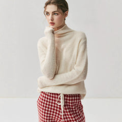 Women's Cashmere Silk Turtleneck Sweater Lightweight Knit Top