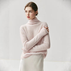 Women's Cashmere Silk Turtleneck Sweater Lightweight Knit Top