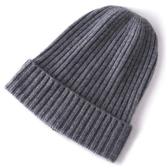 Classic Knit Winter Cashmere Ribbed Beanie Hat