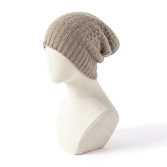 Pure Cashmere Hat Women Winter Knitted Twisted Flower Cap Beanies