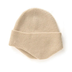 Extended Brim Winter Hat Cashmere Ribbed Beanie