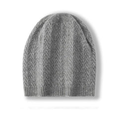 Cashmere Knit Slouchy Cable Beanie Ribbed  Hat
