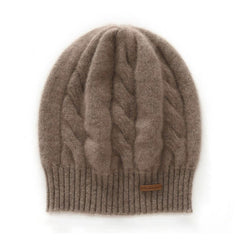Cable-Knit Cashmere Soft Warm Beanie Hat Twisted Flower Cap