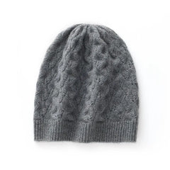 Cashmere Cable Knit Beanie Hat Warm Soft Slouchy Skull Cap