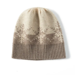 Jacquard Knitted Beanies Snowflake Winter Thick Warm Bonnet Cap