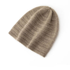 Women's Winter Cashmere Knitted Striped Beanie Hat Casual Cap