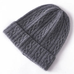 Women&Men Winter Hat Pure Cashmere Knitted Cable Beanie Bonnet