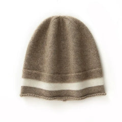 Pure Striped Color Matching Cashmere Hats Warm Knitted Beanie