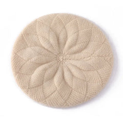 Women 100% Cashmere Beret Hat French Artist Style Soft Knit Cap