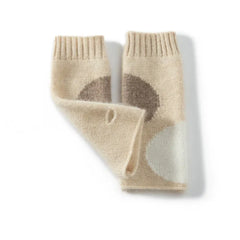 Soft Cashmere Fingerless Gloves with Geometric Dots Arm Warmers