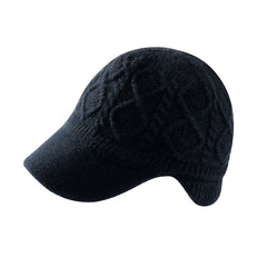 Cashmere Cable-Knit Baseball Cap with Visor Winter Beret