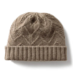 Pure Cashmere Beanie Warm Soft Knitted Outdoor Ribbed Cuff Hat
