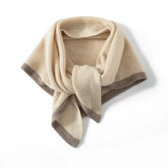 Two-Tone Pure Cashmere Knitted Poncho Shawl Cape Triangle Scarf