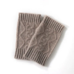 Thicken Cable-Knit Pure Cashmere Fingerless Gloves Hand Warmers