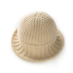 Cashmere Ribbed Knit Bucket Hat Fisherman Hat Knit Beanies