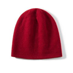 Women Soft Double-Layer 100% Pure Cashmere Winter Beanie Cap