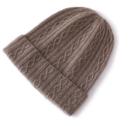 Women&Men Winter Hat Pure Cashmere Knitted Cable Beanie Bonnet