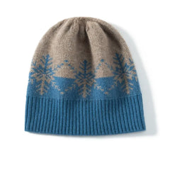 Jacquard Knitted Beanies Snowflake Winter Thick Warm Bonnet Cap