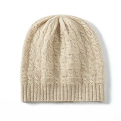 Classic Cable-Pattern Pure Cashmere  Knitted Brimless Hat
