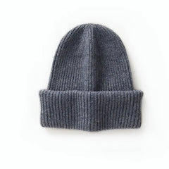 Double-Layer Thickened Cap Warm Knitted Ribbed Pure Cashmere Hat