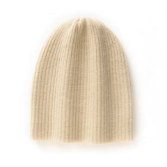 Winter Hat Pure Goat Cashmere Rib-Knit Beanie Hat For Women