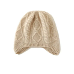 Cashmere Cable Knit Beanie Hat Soft Warm Winter Ear Protection
