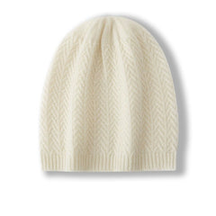 Cashmere Knit Slouchy Cable Beanie Ribbed  Hat