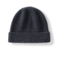 Basic Ribbed Cashmere Beanie Knit Fold-Over Thicken Winter Hat