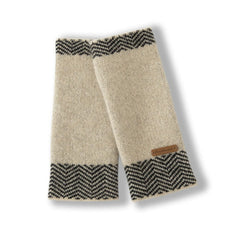 Unisex Chevron Border Cashmere Knit Fingerless Gloves