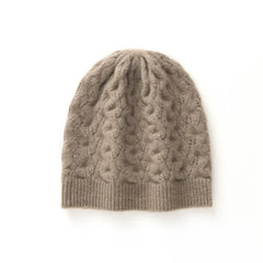Cashmere Cable Knit Beanie Hat Warm Soft Slouchy Skull Cap