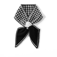 Houndstooth Pattern Cross Printed Knit Pure Cashmere Neck Scarf