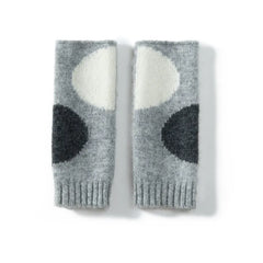 Soft Cashmere Fingerless Gloves with Geometric Dots Arm Warmers