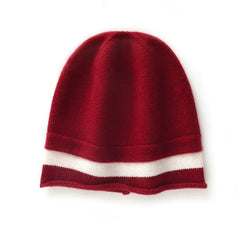 Pure Striped Color Matching Cashmere Hats Warm Knitted Beanie