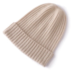 Classic Knit Winter Cashmere Ribbed Beanie Hat