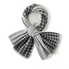Cashmere Snood Thick Warm Knitted Houndstooth Bow Scarf