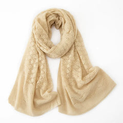 Women Cashmere Warm Long Shawl Lace Knit Head Pattern Scarf