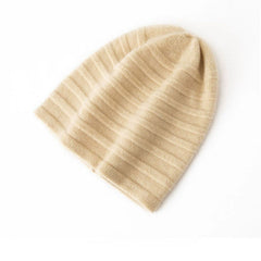 Women's Winter Cashmere Knitted Striped Beanie Hat Casual Cap