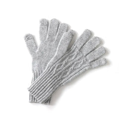 Women's Pure Cashmere Cable Knit Mitten Full Finger Gloves