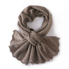 Soft Winter Wrap Cashmere Scarf with Scalloped Edges