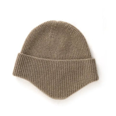 Extended Brim Winter Hat Cashmere Ribbed Beanie
