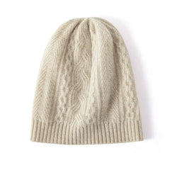 Cashmere Cable Hats Knit Twisted Bonnet Soft Warm Beanies