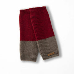 Two Tone Ribbed Knit Cashmere Fingerless Arm Warmers Gloves