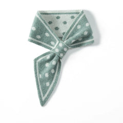 Knit Pure Cashmere Short Decoration Neckerchief Polka Dot Bow Scarf
