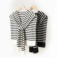 Collar Cape Striped Knitted Warm Shawl Shoulder Top Wrap Unisex