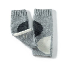 Soft Cashmere Fingerless Gloves with Geometric Dots Arm Warmers
