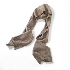 Cashmere Knit Hooded Scarf Wrap with Ribbed Trim Hat