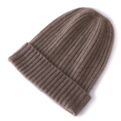 Classic Knit Winter Cashmere Ribbed Beanie Hat