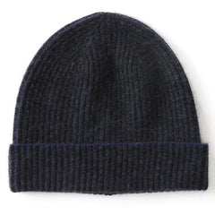 Unisex Ribbed Stripe Cashmere Cap Classic Foldover Striped Hat