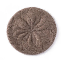 Women 100% Cashmere Beret Hat French Artist Style Soft Knit Cap